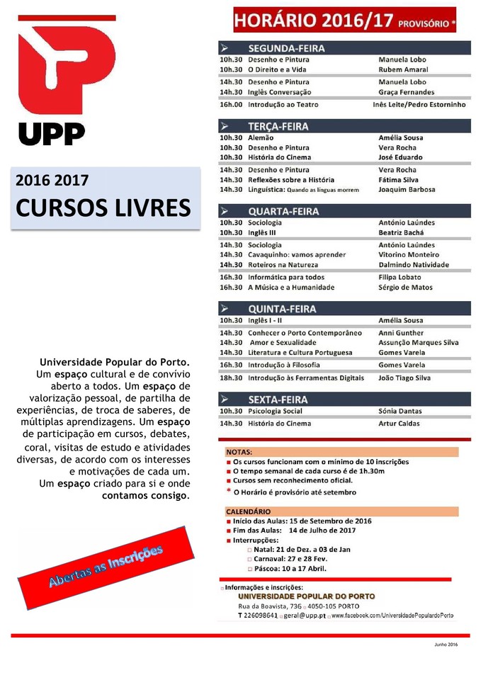 UPP Dia Horário Prov UPP Dia Horário Prov