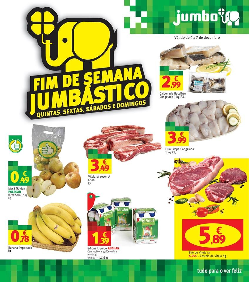 Folheto promoções Jumbo 4a7dez Fim de Semana Jumbástico